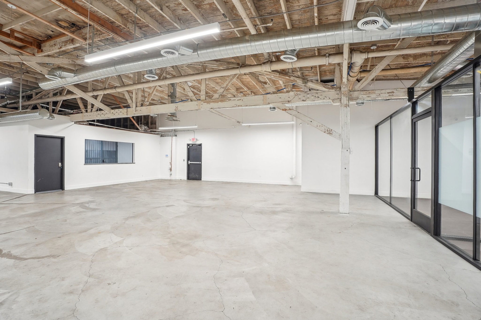 Second bay of the venue with glass storefront partition